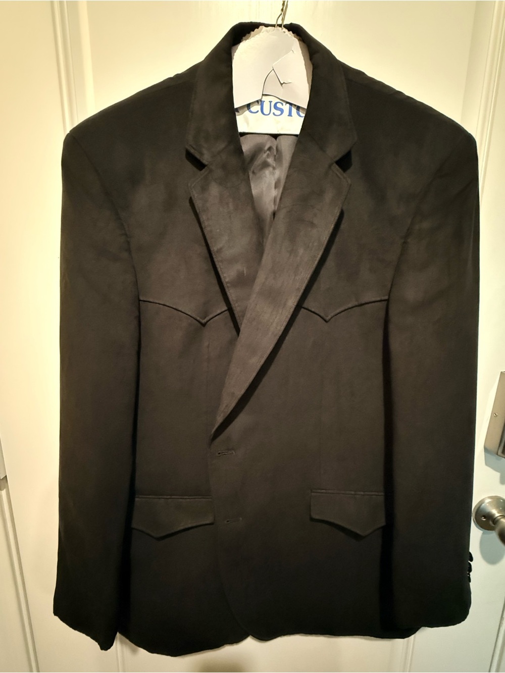 Vintage Harmony western wear, Black faux suede blazer with western yoke.